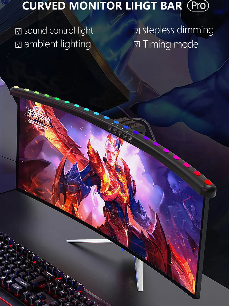 Smart RGB Monitor Light Bar Led Lights Wifi Dimmable Setup Gaming Room Decor Lightbar PC Screen Hanging Remote Control Desk Lamp