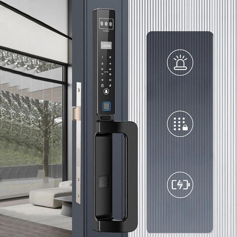 Automatic Password Fingerprint Facial Recognition Smart Lock Broken Bridge Aluminum Fingerprint Lock Sliding Door Password Lock