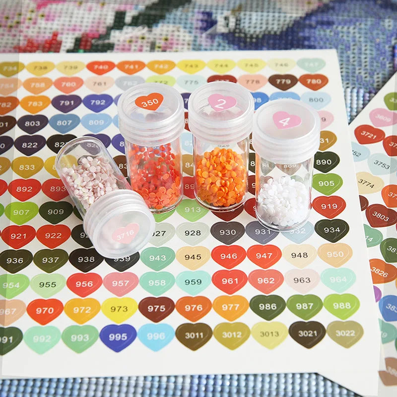 Square Round Heart 447 DMC Labels Stickers, Colorful Number Sticker Mark Stickers, DIY Craft Diamond Painting Accessories