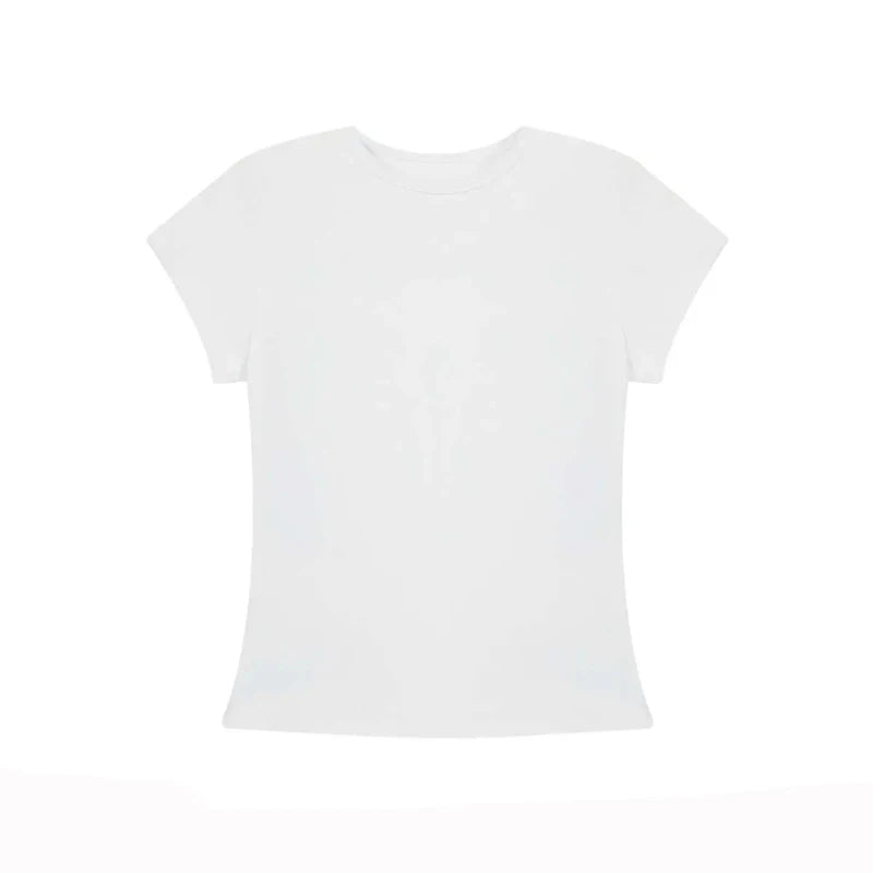 Green Slim Fit Short Sleeve T-Shirt Women's Summer New Style Pure Cotton round Neck Body Shaping Slimming Commute Style Korea...