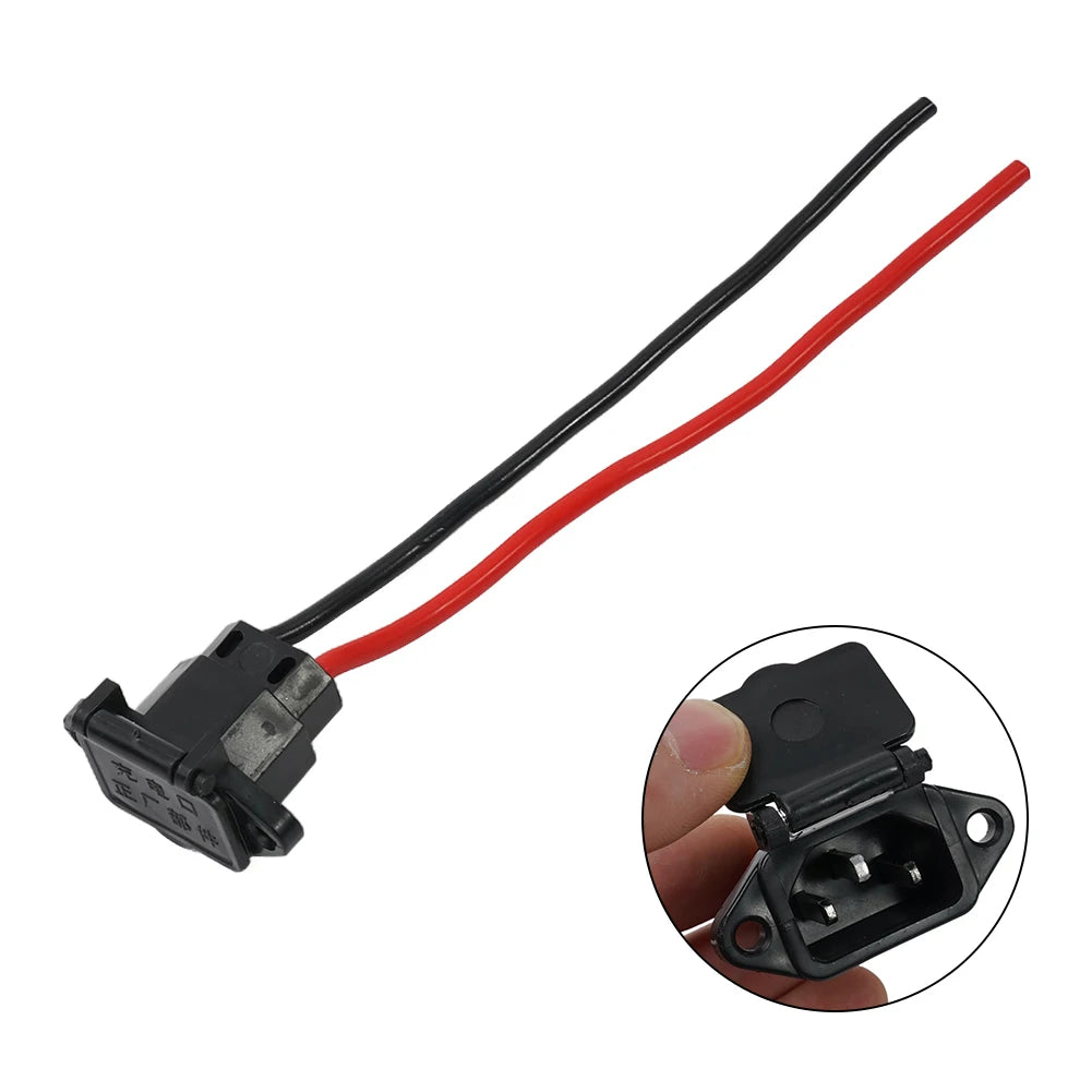 1x E-bike Plug Socket Charger Electric Scooter Vehicle Charging Socket E-bike Car Plug Cable Wire Connector Three Hole Socket