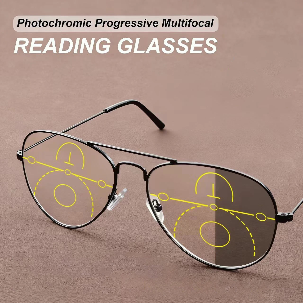 Large Frame Photochromic Progressive Reading Glasses Men Chameleon Glasses Male Change Color Sun Glasses Driver Diopters Eyewear