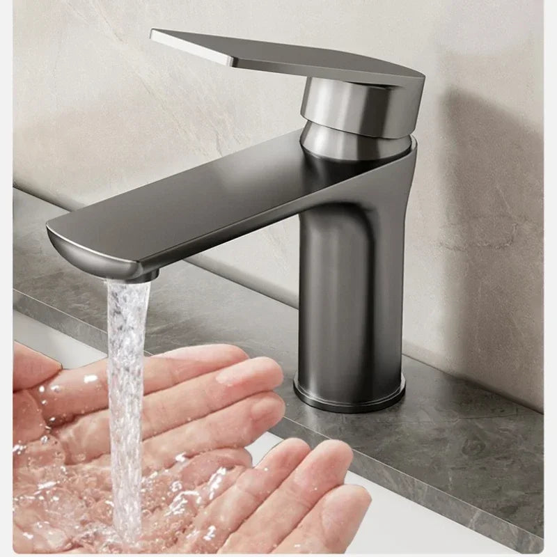 Home  Bathroom Wash Basin Faucet With Gray Stainless Steel Sink Water Hot And Cold Gun Home Kitchen Bidet Cabinet Mixer