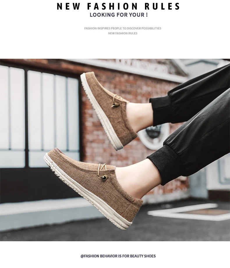 Men Shoes Casual Canvas Loafers Shoes Light Breathable Flats Leisure Male Vulcanized Shoes Walking Sneakers Plus Size 39-46