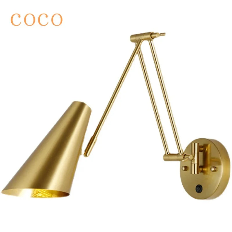 Modern Bedroom LED Wall Light Touch Sensor Switch White Black Gold Long Pole Arm Folding Bed Head Wall Reading Wall Light