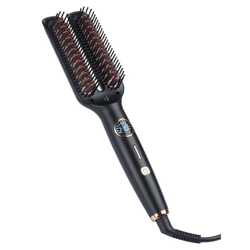 Straightening Brush One-Step Heated Straightener Lcd Digital Hot Comb For Smooth Anti Frizz Hair Electric Brush Straightener