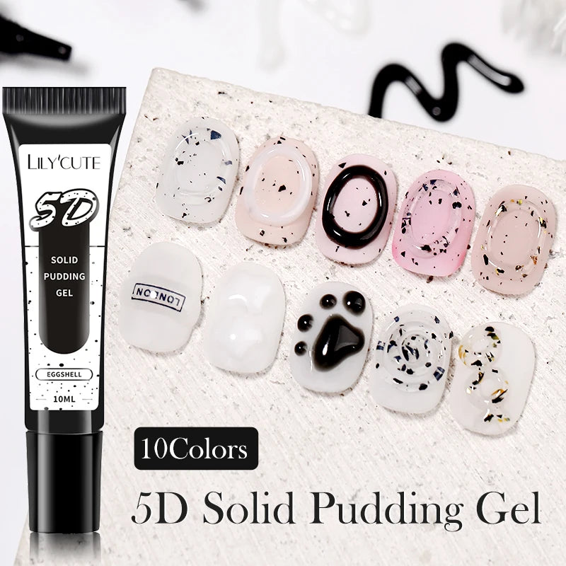 LILY'CUTE 10ml Solid Pudding Emboss Liner Gel Nail Polish Korean-style Painting Texture Modeling Stereoscopic Shaping Nail Art