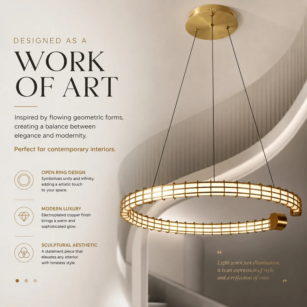 Modern Luxury LED Pendant Light for Living Room Villa Kitchen Island Table Round Iron Dining Hanging Chandelier Home Decor
