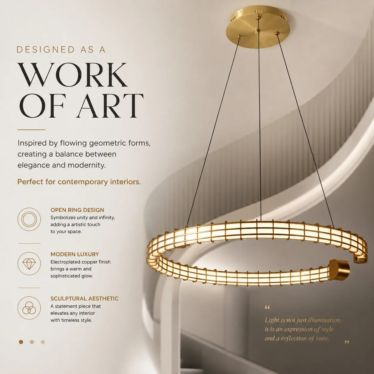 Modern Luxury LED Pendant Light for Living Room Villa Kitchen Island Table Round Iron Dining Hanging Chandelier Home Decor