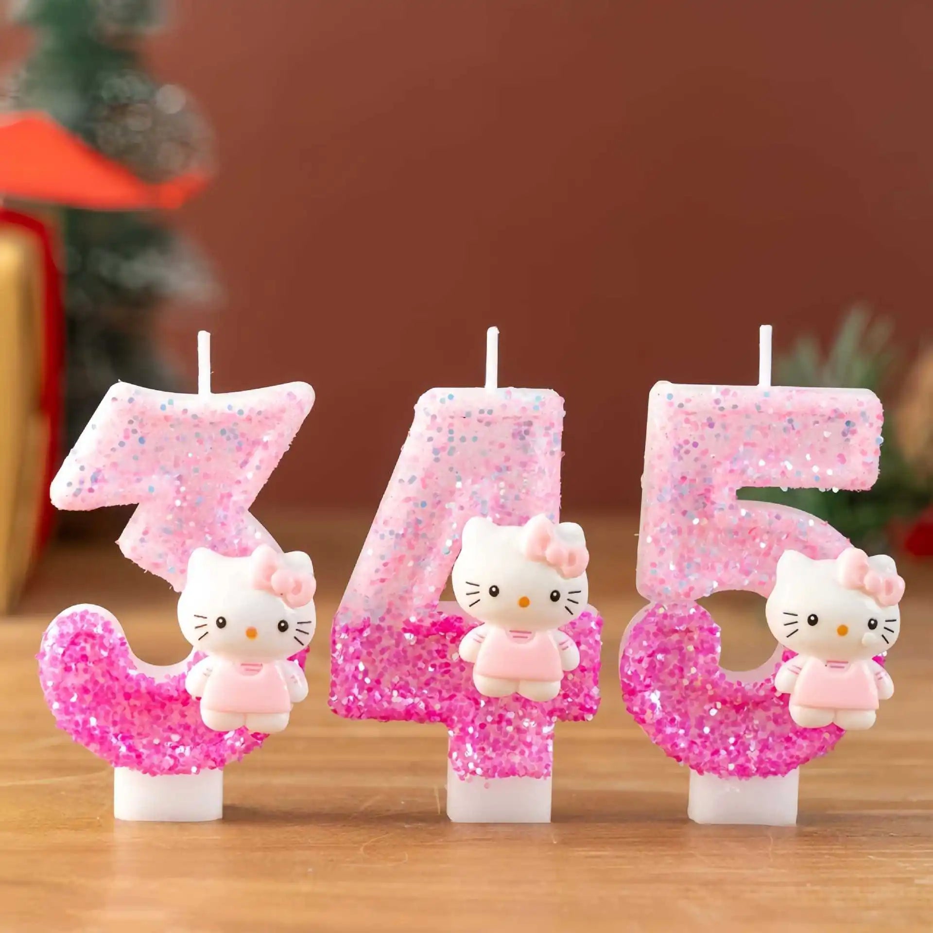 Cute cartoon cat digital candle 0-9 pink birthday candle cake party decoration