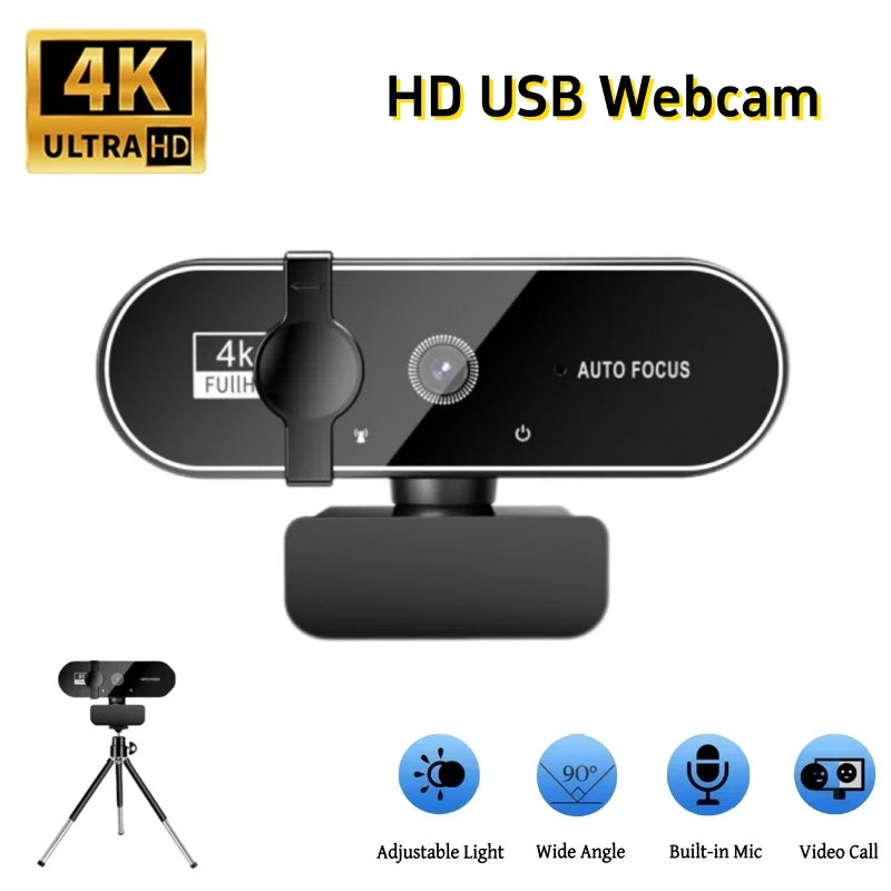 4K Webcam Video Camera 2K Autofocus Streaming Web Cam With Microphone Full HD 1080P Webcams for PC Computer Laptop