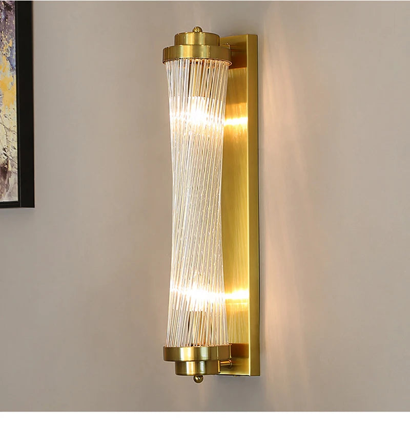 Luxury Led Wall Lamp For Living Room Brushed Gold Bedroom Scones Modern Creative Design Light Fixture Home Decor Glass Lighting
