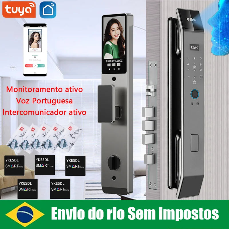 3D Face Recognition Unlock Digital Door Lock With Camera FIngerprint Password Unlock Keyless Electronic Door Lock