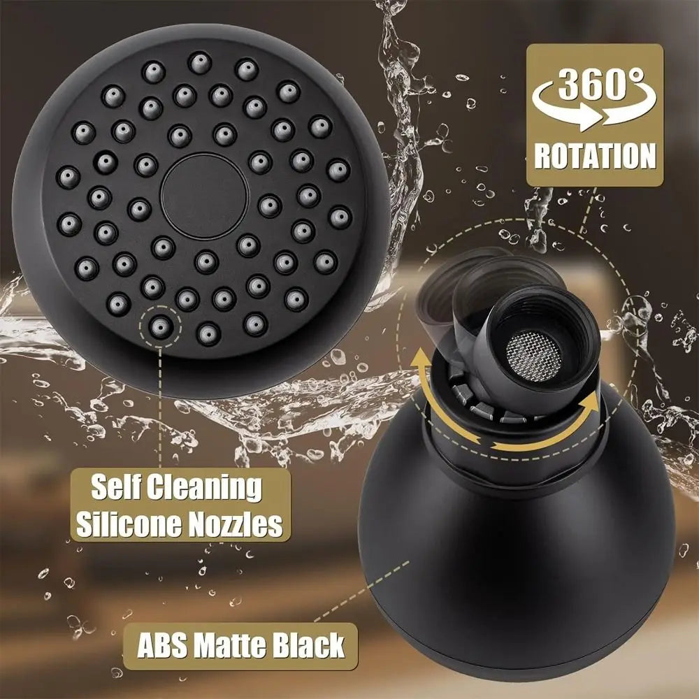 Silicone Nozzles Shower Heads Matte Black 360 Rotation Spray Shower Powerful Water Flow Rustproof Rain Shower Head Bathroom Use