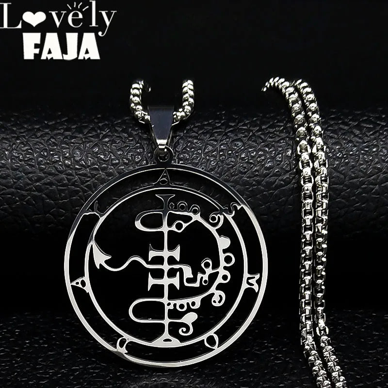 2024 Fashion Sigeal Sigil De Lucifer Stainless Steel Satan Necklace Asmoday Lazer Key Baphomet Stamp Jewelry N7118S03