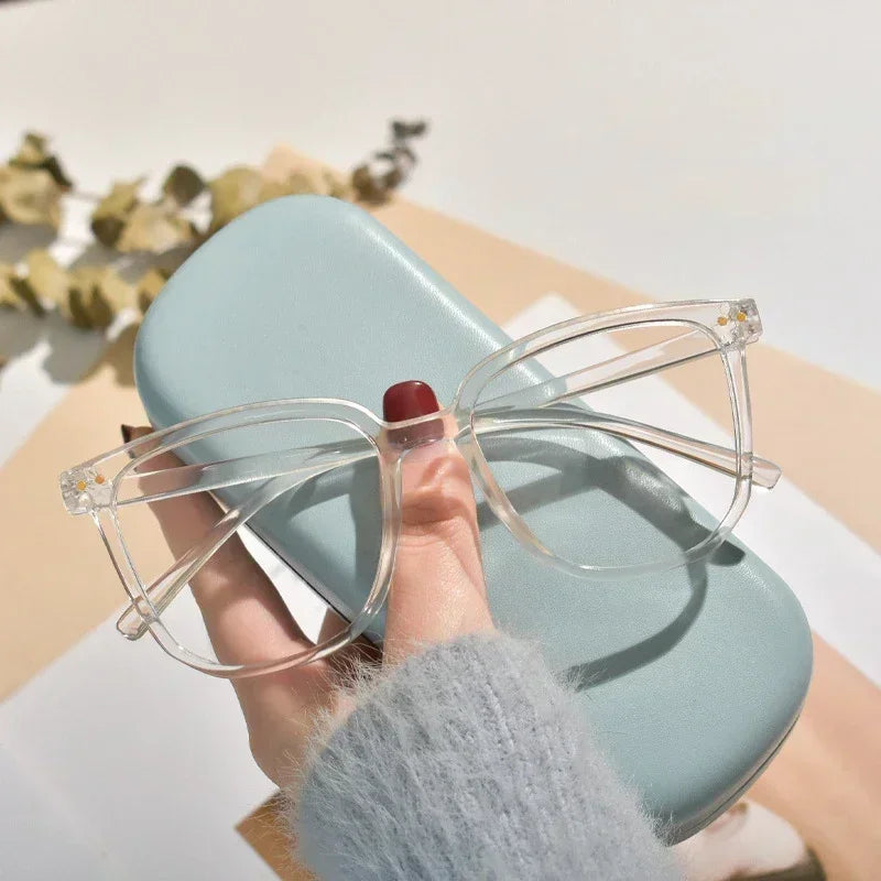 Anti Blue Light Presbyopia Eyeglasses Vintage Trend Oversized Square Hyperopia Eyewear Finished Prescription Reading Glasses
