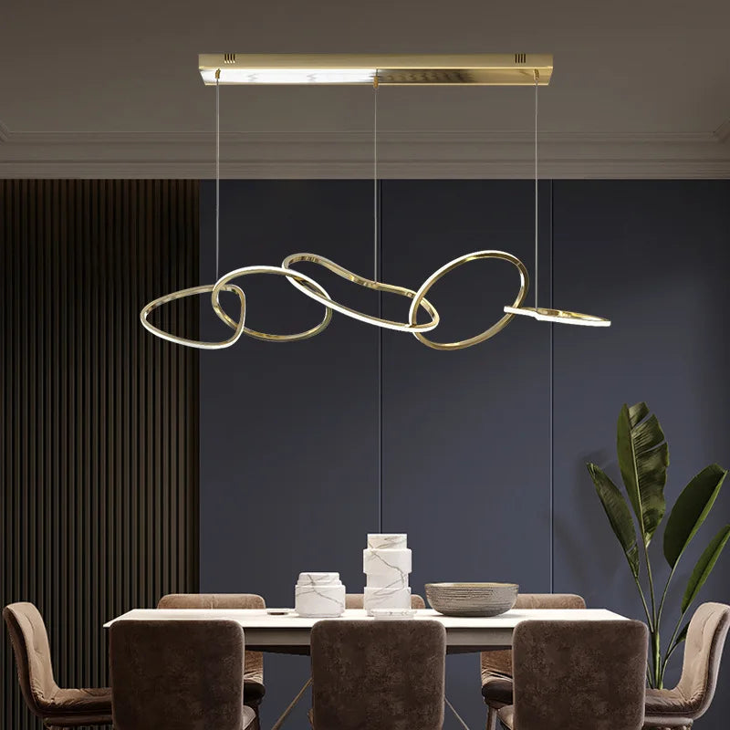 Postmodern Luxury led hanging lamp Minimalist art Personality Chandelier for Living Dining room Iron LED ring chandelier Light