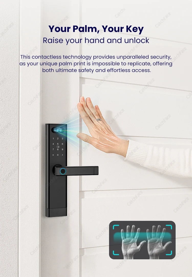 Facial Recognition Video call Automatic Door Lock TUYA Front Door Fingerprint Smart Lock Digit Camera Visible Inner Screen