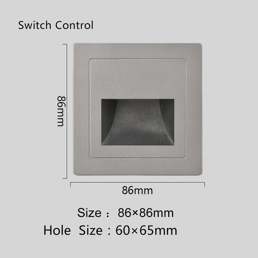 Recessed Wall Lamp Led Stair Lights Non-Sensor Corridor Nightlights for Cabinet Closet  Kitchen Luminaires Black White 22v 110v