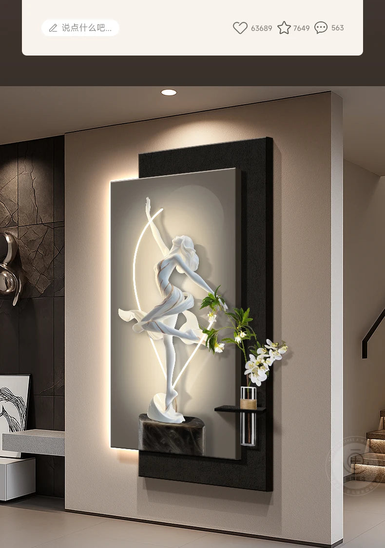 Modern light luxury entrance door, foyer decoration painting, high-end feeling, corridor corridor hanging painting, hydroponic g