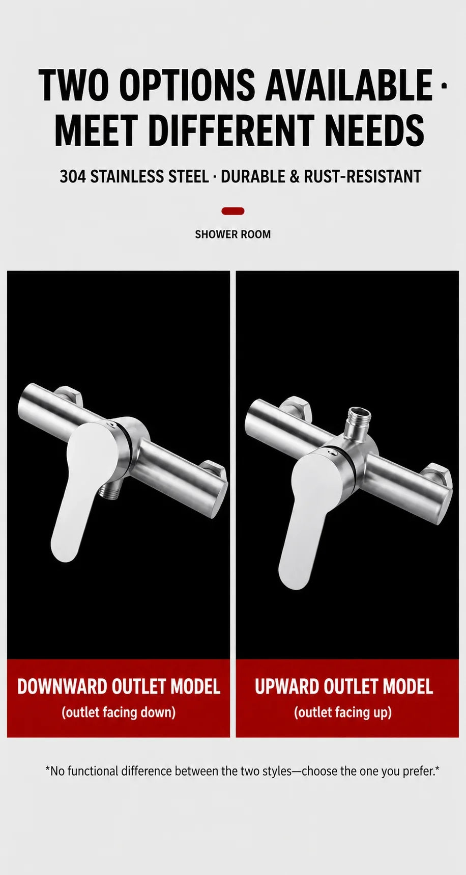 Stainless Steel Concealed Shower Mixer Valve Wall Mount Hot Cold Water Mixing Tap for Bathroom