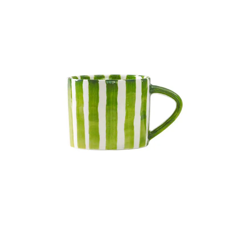 European Striped Ceramic Coffee Cup Saucer Modern Breakfast Dessert Plate Tea Cup Decorative Art Striped Coffee Cup 200 Ml Decor