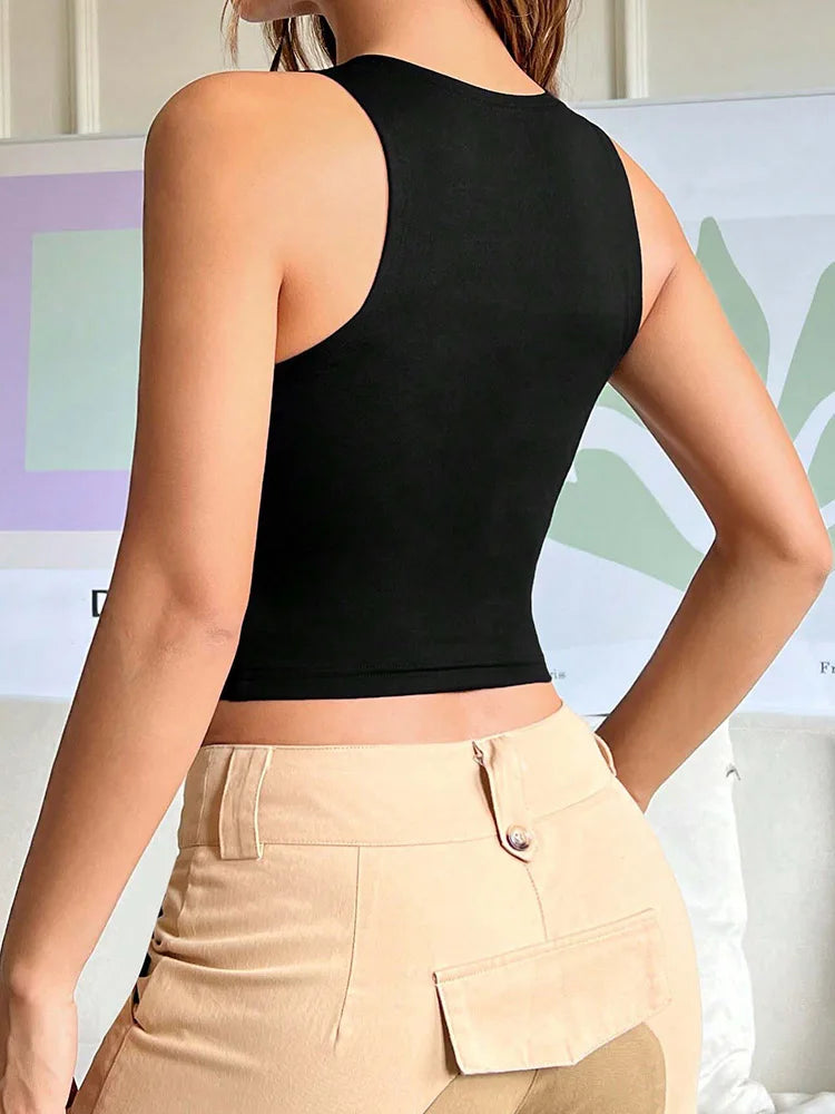 Women's Summer Hollow out Crop Tank Top Y2K Style 2000s Trendy Women's Clothing Top for Girls