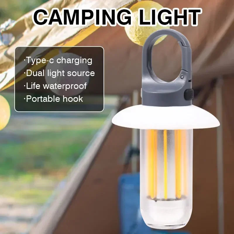 Camping Light Lightweight Handheld Torch  5 Lighting Modes Rechargeable Tent Lamp for Patio Climbing 8 Light Filaments