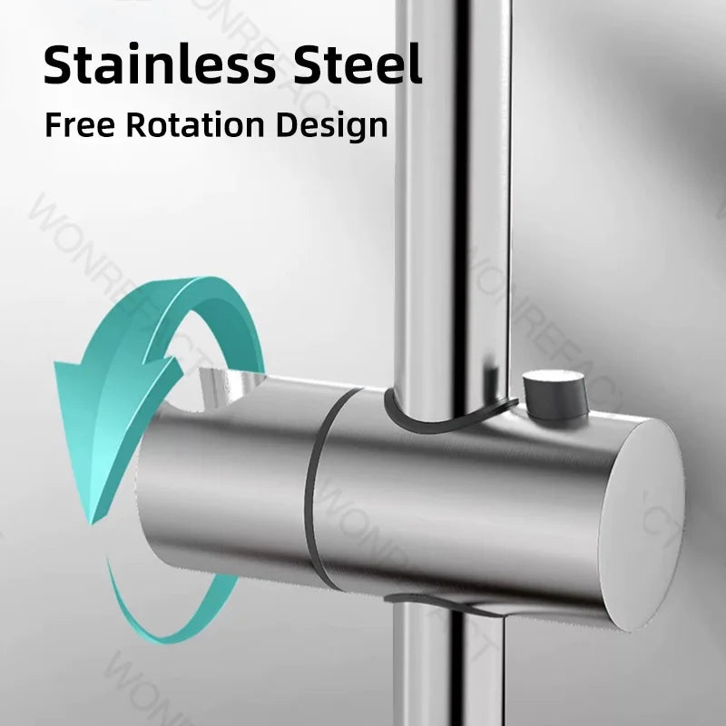 Bathroom Shower Seat Holder Rod Rail Wall Mounted Shower Slide Bar Adjustable Handheld Shower Bracket 304 Stainless Steel