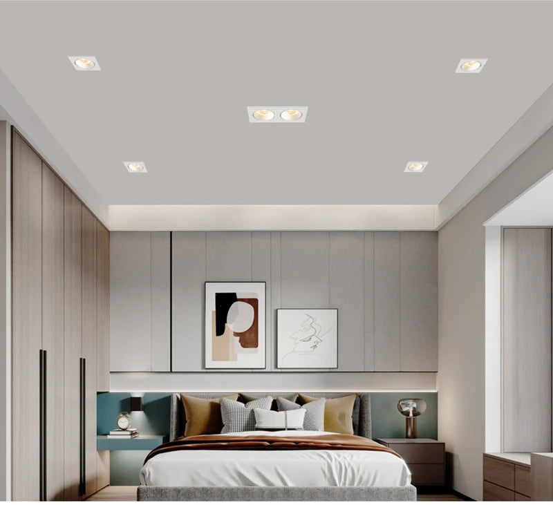 Modern Simple Down Light Embedded Dark Decoration Household Ultra-Thin No Main Light Adjustable Angle LED Anti-Glare Spotlights