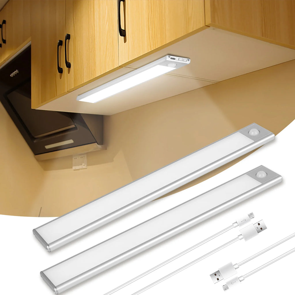 Cabinet Lights Motion Sensor LED Wireless USB Under Ultra Thin Night Light For Kitchen Cabinet Bedroom Wardrobe Indoor Lighting