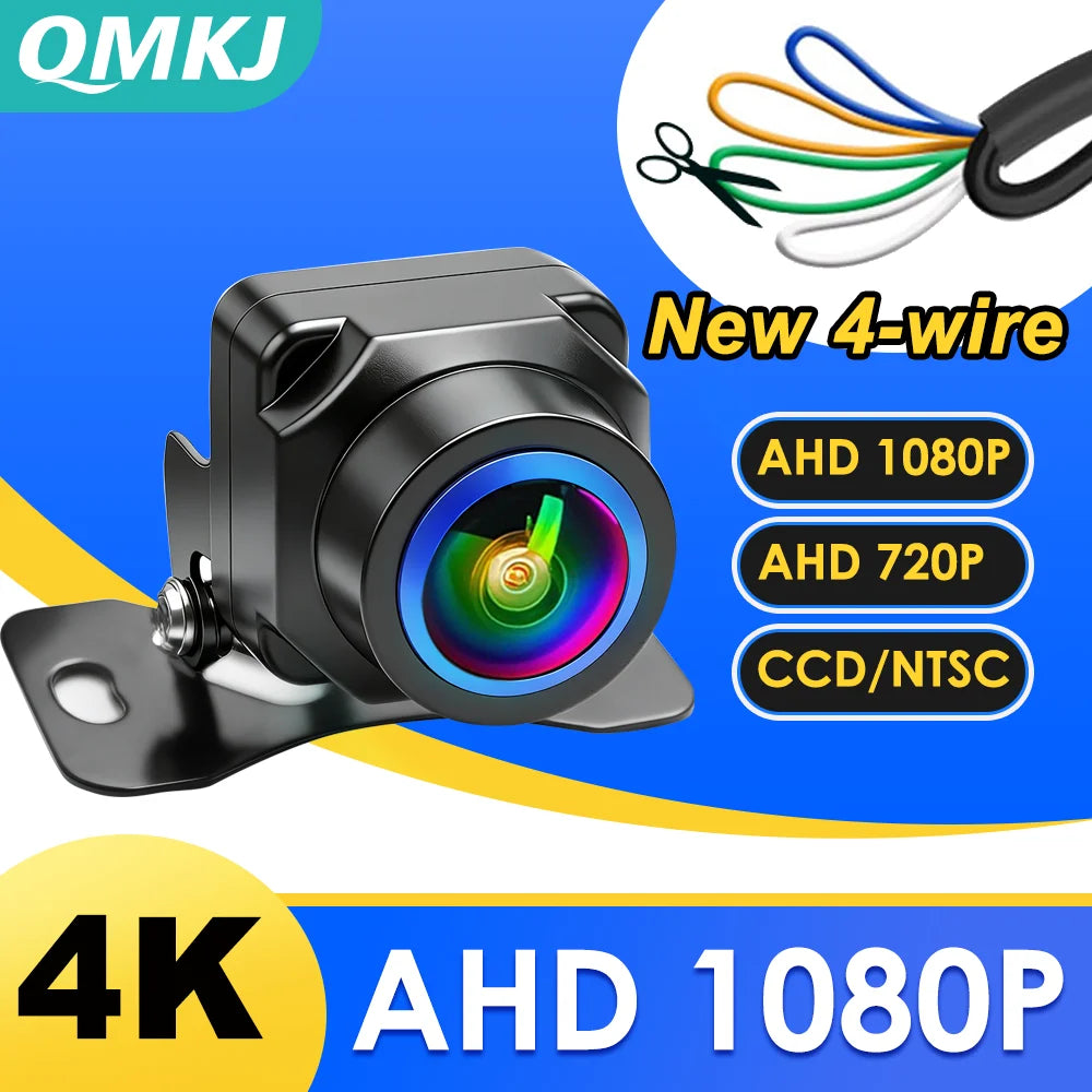 AHD 1080P New 4 line 4K Dynamic Track Reversing Camera 180 Deg Fisheye Blue Lens Full HD Night Vision Vehicle Reversing Camera