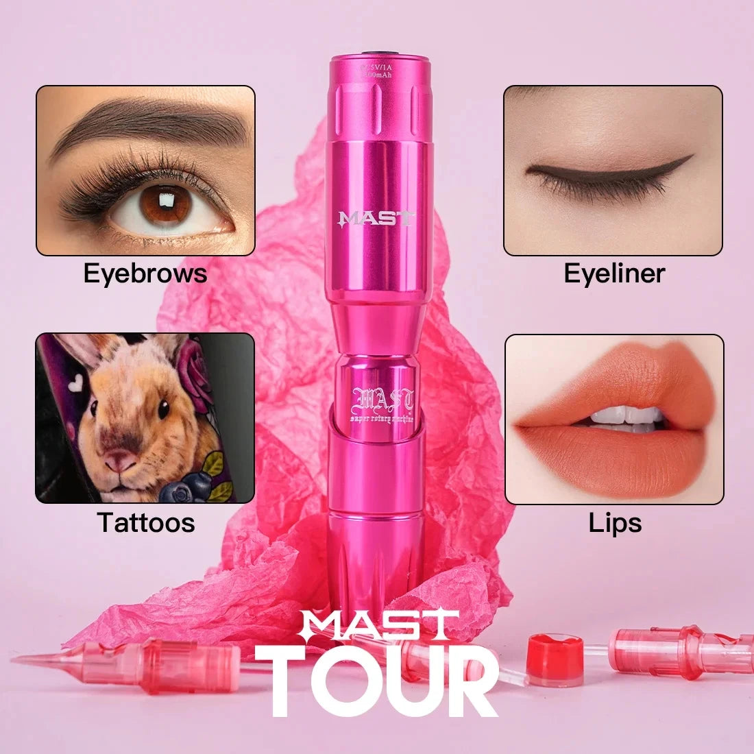 Mast Tour Tattoo Machine Permanent Makeup Pen Wireless Battery Coreless Motor Professional Rotary Cartridges Gun for PMU Artist