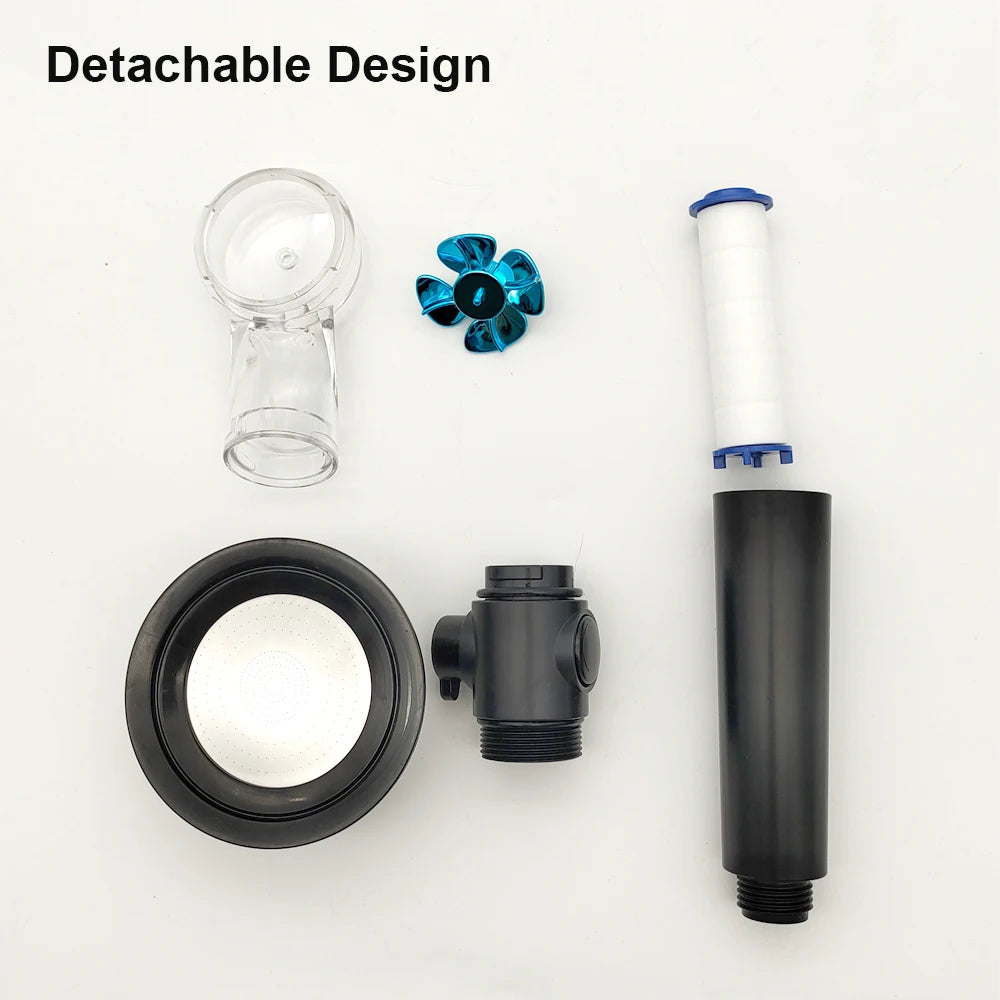 Turbo Propeller Big Boost Shower Head With Filter Stop Button 3 Modes Adjustable Spray Nozzle High Pressure Bathroom Shower Head