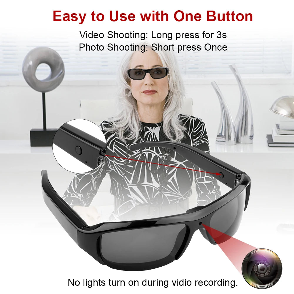 HD 1080P Mini Glasses Camera Wearable Portable Outdoor Security Sports DV DVR Video Recorder Surveillance Camcorder For Driving