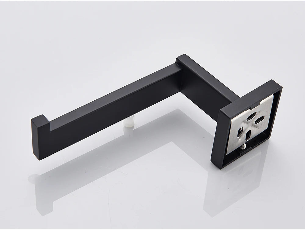 Bathroom Hardware Set Black Robe Hook Towel Rail Bar Shelf Tissue Paper Holder Wall Mounted Bathroom Accessories