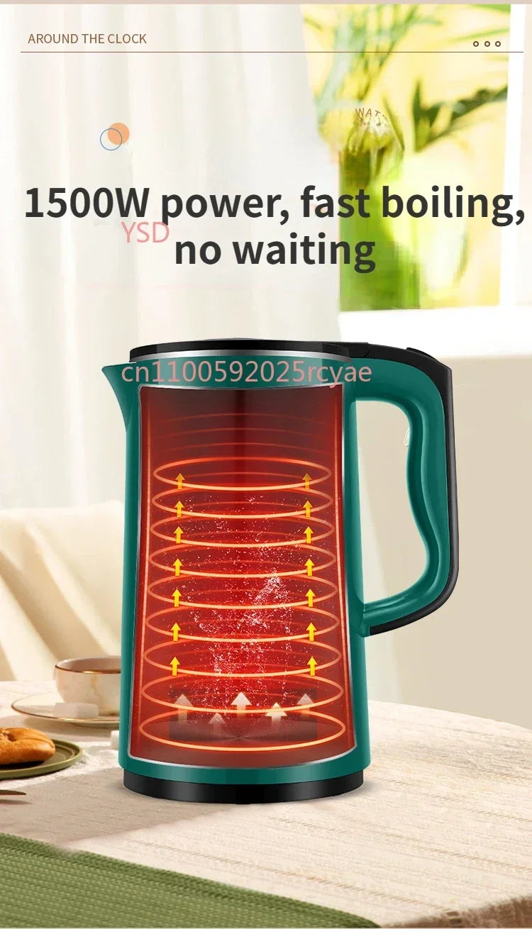 Half spherical electric kettle with integrated insulation, large capacity for household use, featuring automatic power-off .
