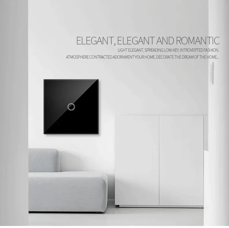 Backlight Panel Touch Switch AC100-240V Led Tempered Crystal Glass Wall Light Sensory Switches 1/2/3 Gang Interruttore