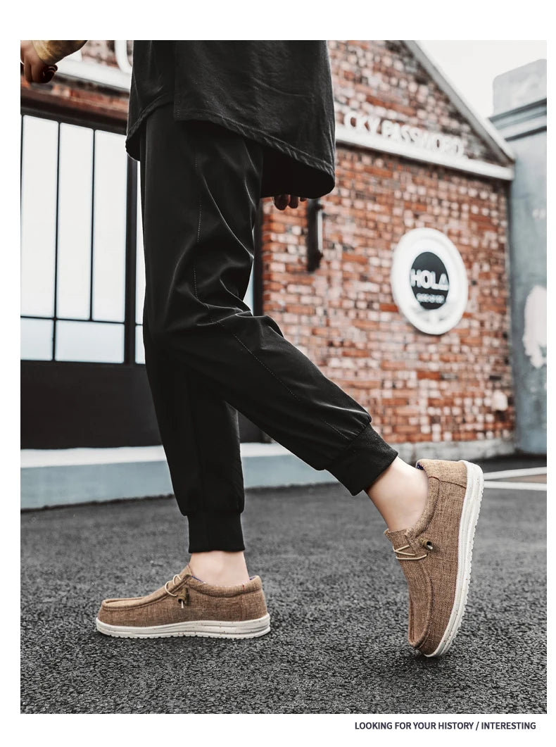 Men Shoes Casual Canvas Loafers Shoes Light Breathable Flats Leisure Male Vulcanized Shoes Walking Sneakers Plus Size 39-46
