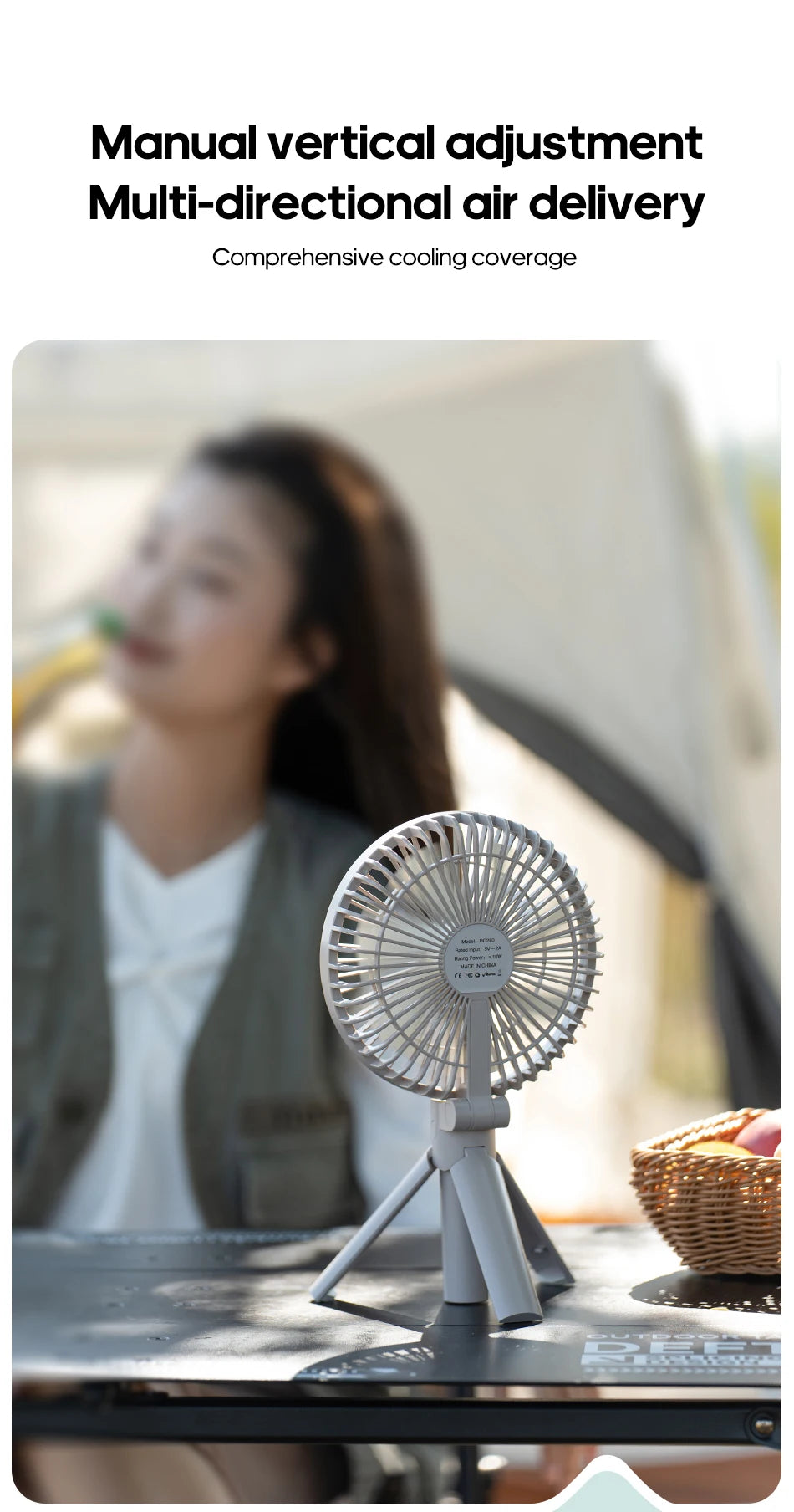 New Portable Folding Handheld Fan 3000mAh Desktop Rechargeable Fan Angle Adjustable for Home Outdoor Travel Camping
