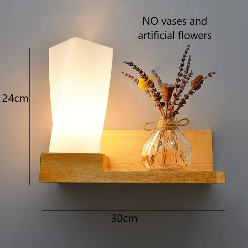 Modern Wooden Lamp Led Wall Lamps Nordic Personality Creative Green Plant Pot Home Decor Living Room Aisle Loft Light Fixtures