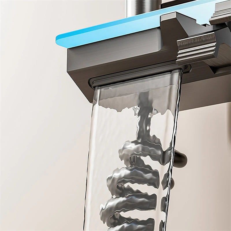 Gray Piano Keys Bathroom Shower Faucet Set Multiple Water Spray Modes Shower System With 4 types Function Digital Display