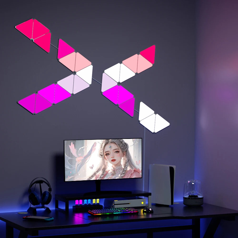 Smart APP WIFI RGB Thin Quantum Lamp USB 5V Music Sync LED Night Light For Game Party Room Decor Atmosphere Triangle Wall Lights