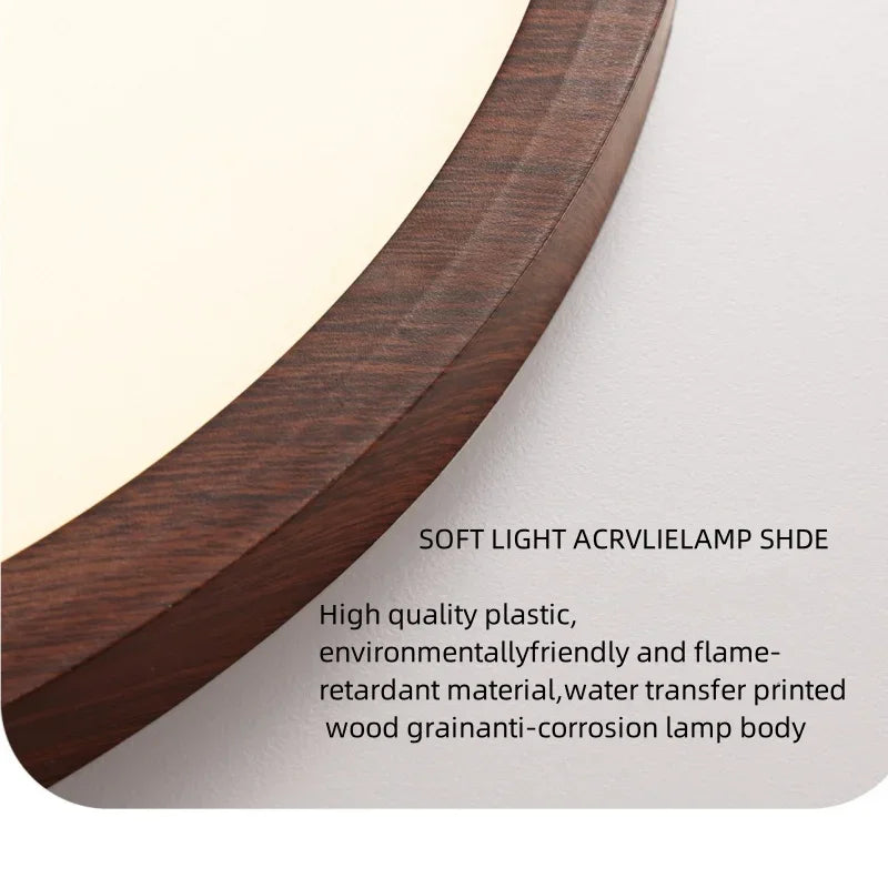 Modern LED Ceiling Light Circular Ultrathin Wood Grain Walnut Decorative Light Bedroom Dining Room Living Room Indoor Home Light