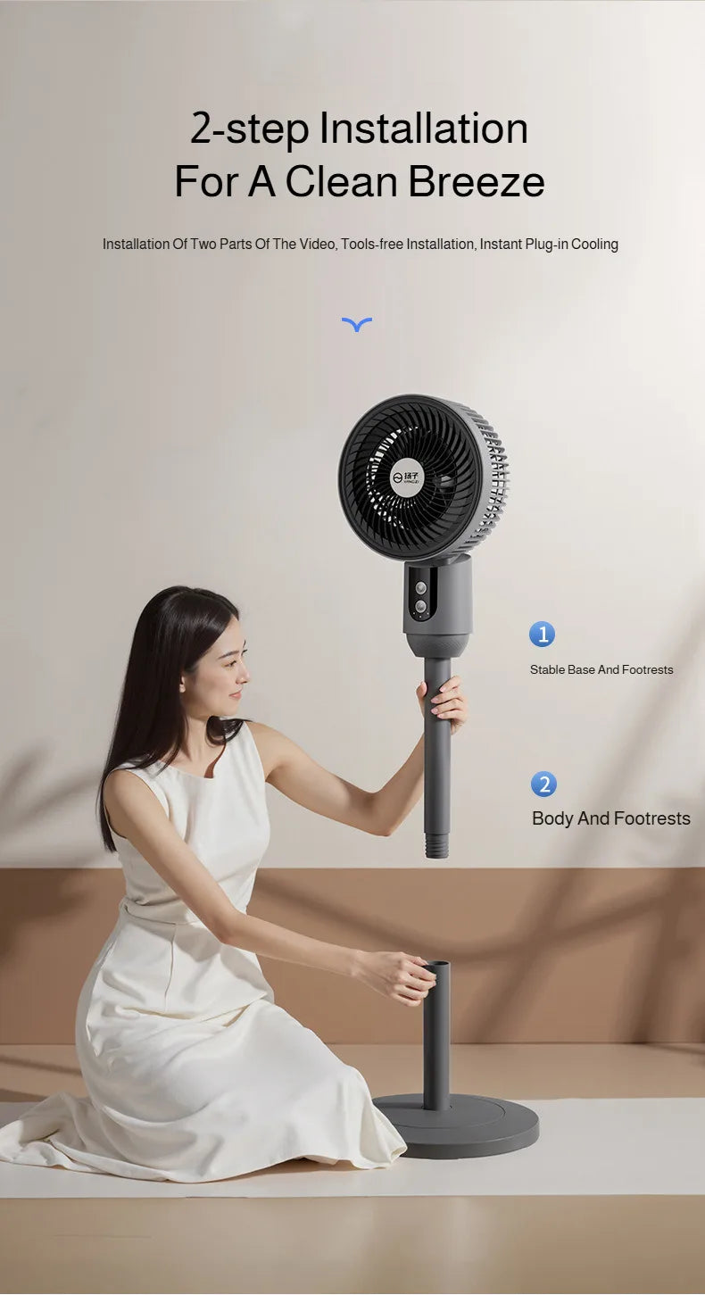 Household Floor Fan Three-speed Wind Silent Electric Fan Floor High Wind Air Circulation Fan Dual-purpose Fan WithUniversal Head
