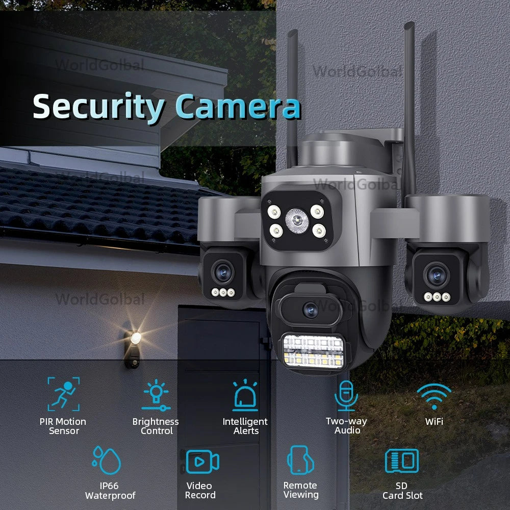 15MP HD Three Screen WIFI IP Camera Outdoor 4K Dual Lens Camera AI Human Detection Waterproof CCTV Video Security Camera ICsee