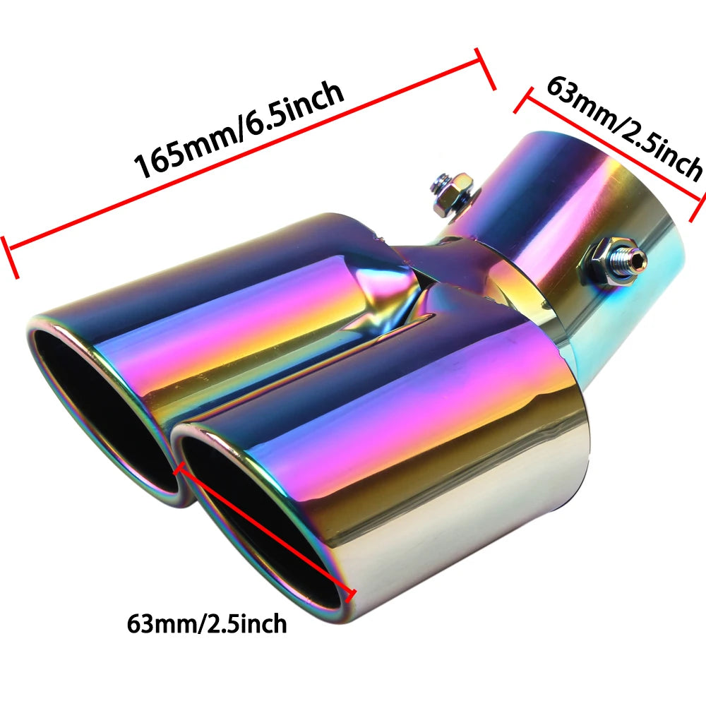 Universal Dual Exhaust Tip Stainless Steel Slant Cut Tip for Car Exhaust Pipe Extension Modification Decoration Muffler Tailpipe