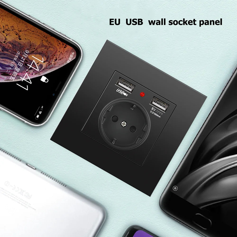 EIOMR EU Standard Electrical Socket,USB Type-C Mobile Phone Charging Outlet,16A 220V Household Appliances Electric Socket Switch