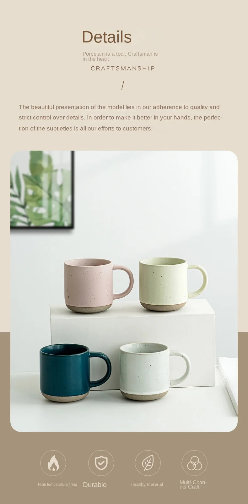 Custom Modern Design White Small Frosted Ceramic Tumblers Unglazed Base Speckled Coffee Mug With Handle Speckled Ceramic Mug