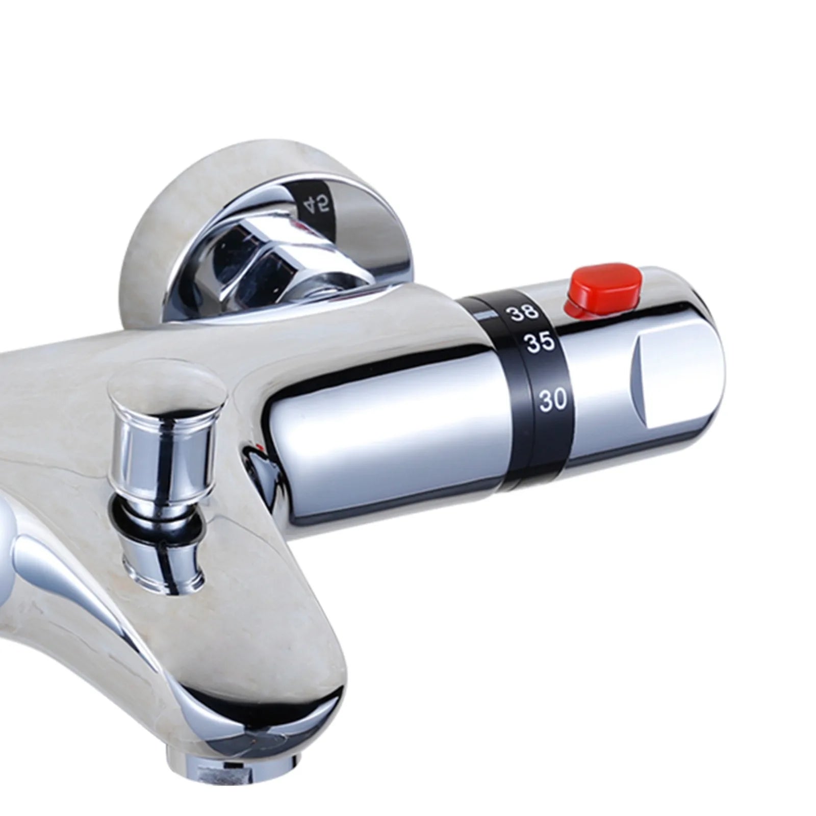 Thermostatic Mixing Valve, Brass Shower Valve with Temperature Control, Anti-Scald Bathroom Shower Faucet with Flow Control
